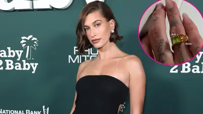 Hailey Bieber Shows Off Massive Birthstone Ring Honoring Herself and Son Jack Blues