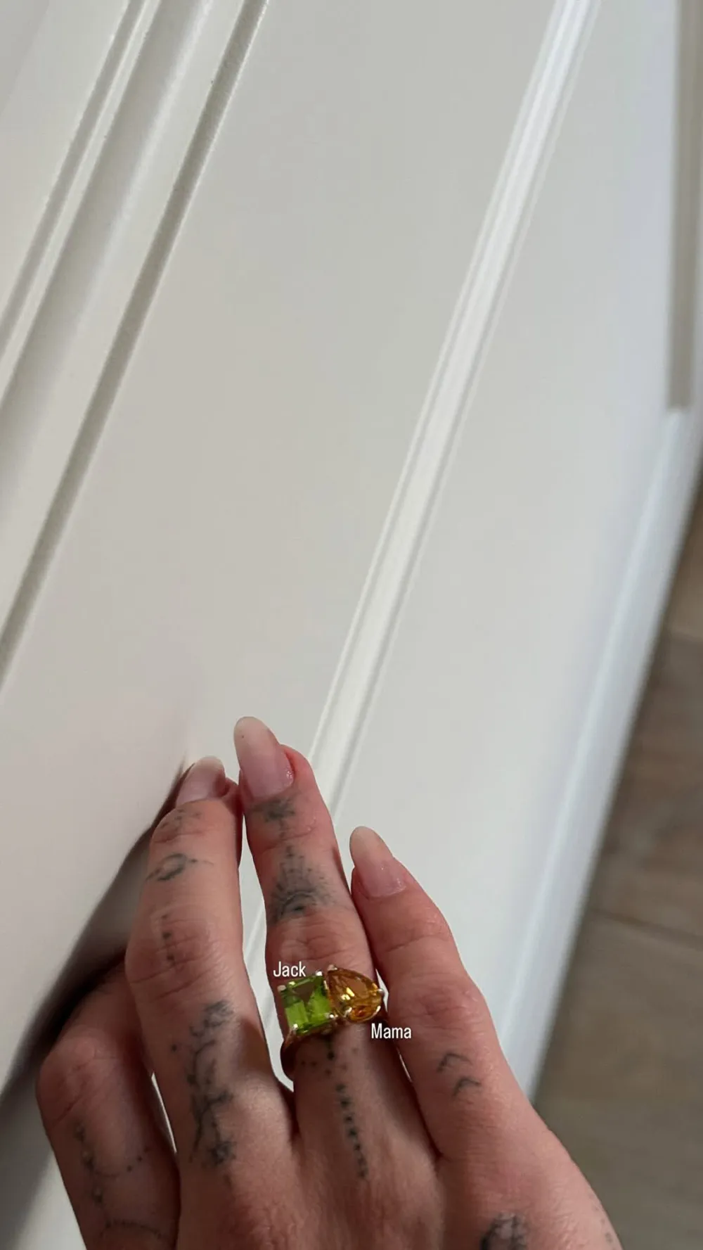 Hailey Bieber Shows Off Massive Birthstone Ring Honoring Herself and Son Jack Blues