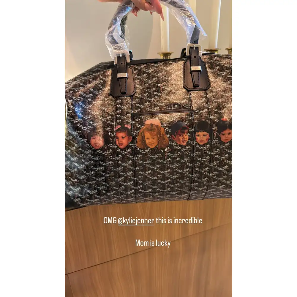 Kylie Jenner Gifts Kris Jenner Custom Purse With Kids Faces on It