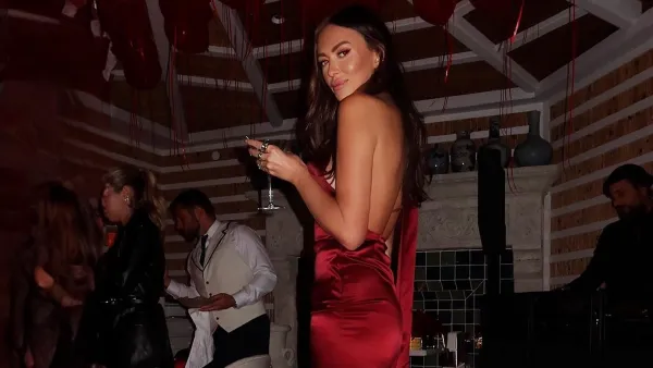 Paulina Gretzky Celebrates 36th Birthday in Red Minidress at Martini Themed Party