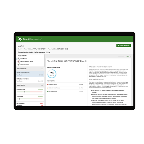 Quest Health Comprehensive Health Profile &mdash; Women's