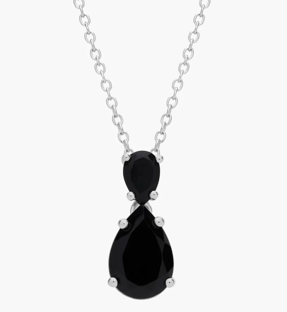 Blue Nile Black Onyx Teardrop Pendant Necklace in Sterling Silver