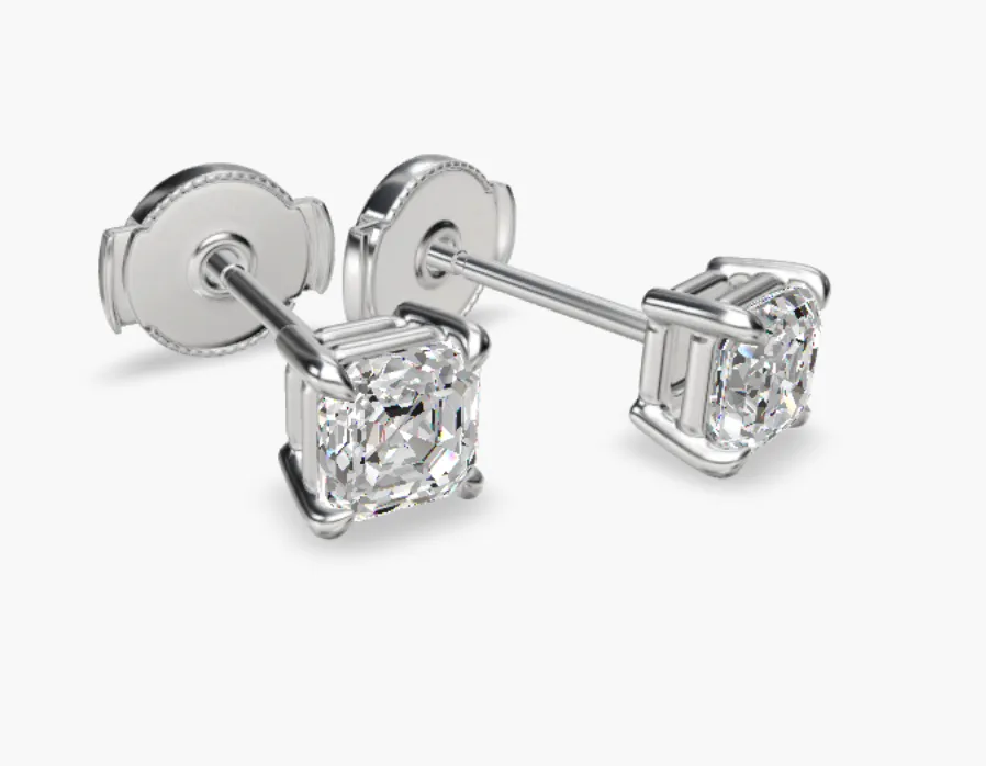 Blue Nile Asscher Cut Diamond Earrings In 14K White Gold