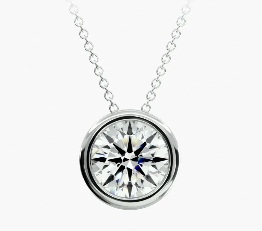 Blue Nile Bezel Diamond Pendant In 14K White Gold