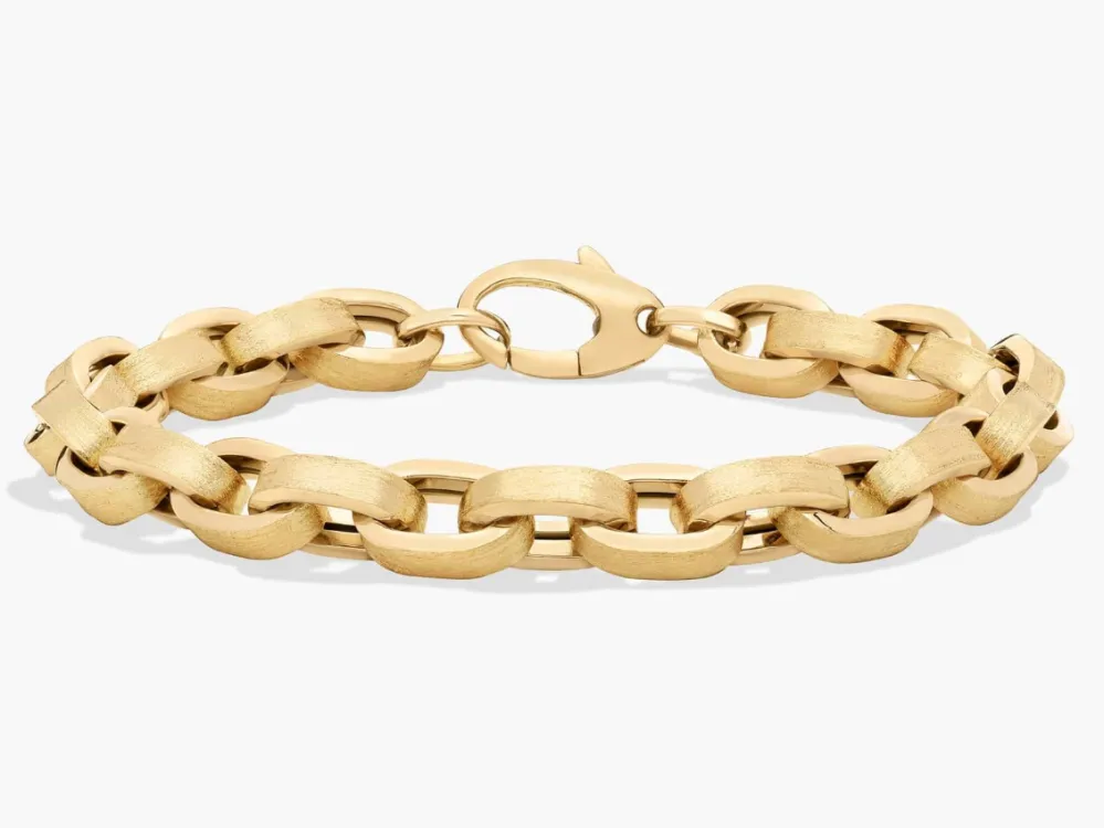 Blue Nile 8.25" Textured Oval Link Bracelet in 14K Yellow Gold