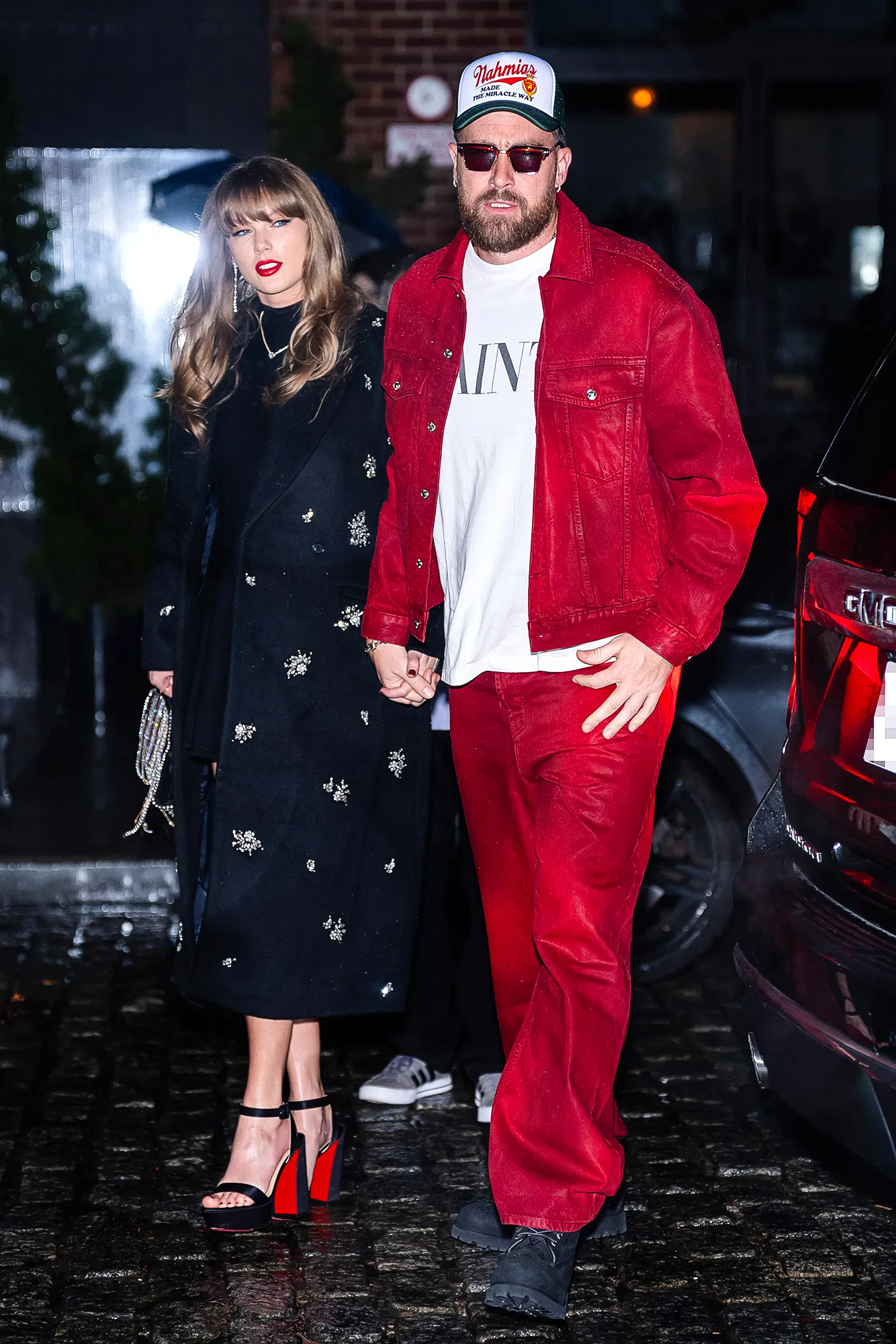 Taylor Swift Brings Her Red Lip Classic to New York Date Night With Travis Kelce