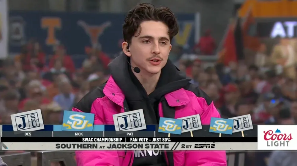 Timothee Chalamet Impresses College Game Day Hosts With His Football Predictions