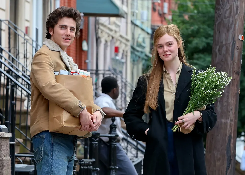 Timothee Chalamet and Elle Fanning A Complete Unknown Timothee Chalamet and Elle Fanning Nail Wicked Holding Space Meme