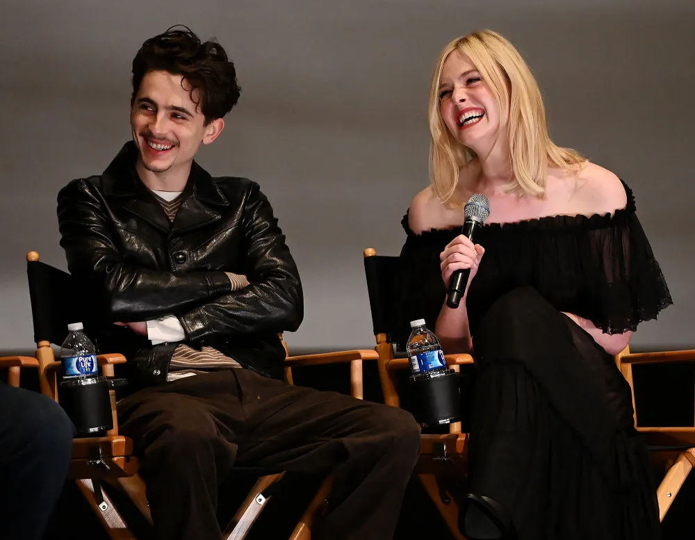 Timothee Chalamet and Elle Fanning Nail Wicked Holding Space Meme
