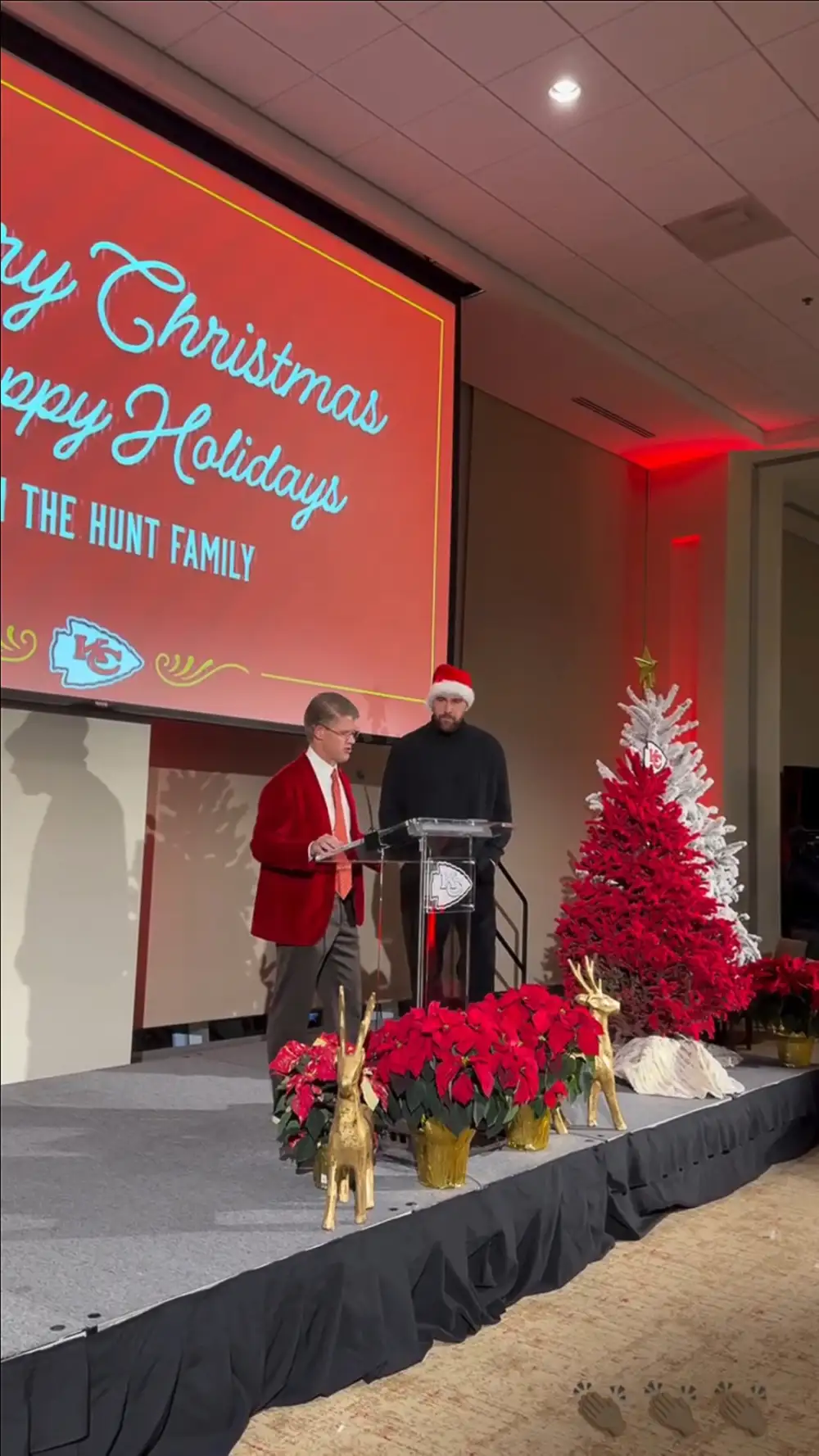 Travis Kelce's Santa Hat Brought the Festive Spirit to the Kansas City Chiefs' Christmas Party