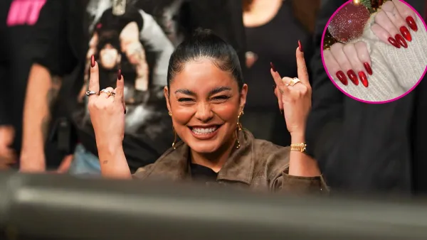 Vanessa Hudgens Holiday and Birthday Nails are Gleaming With Red