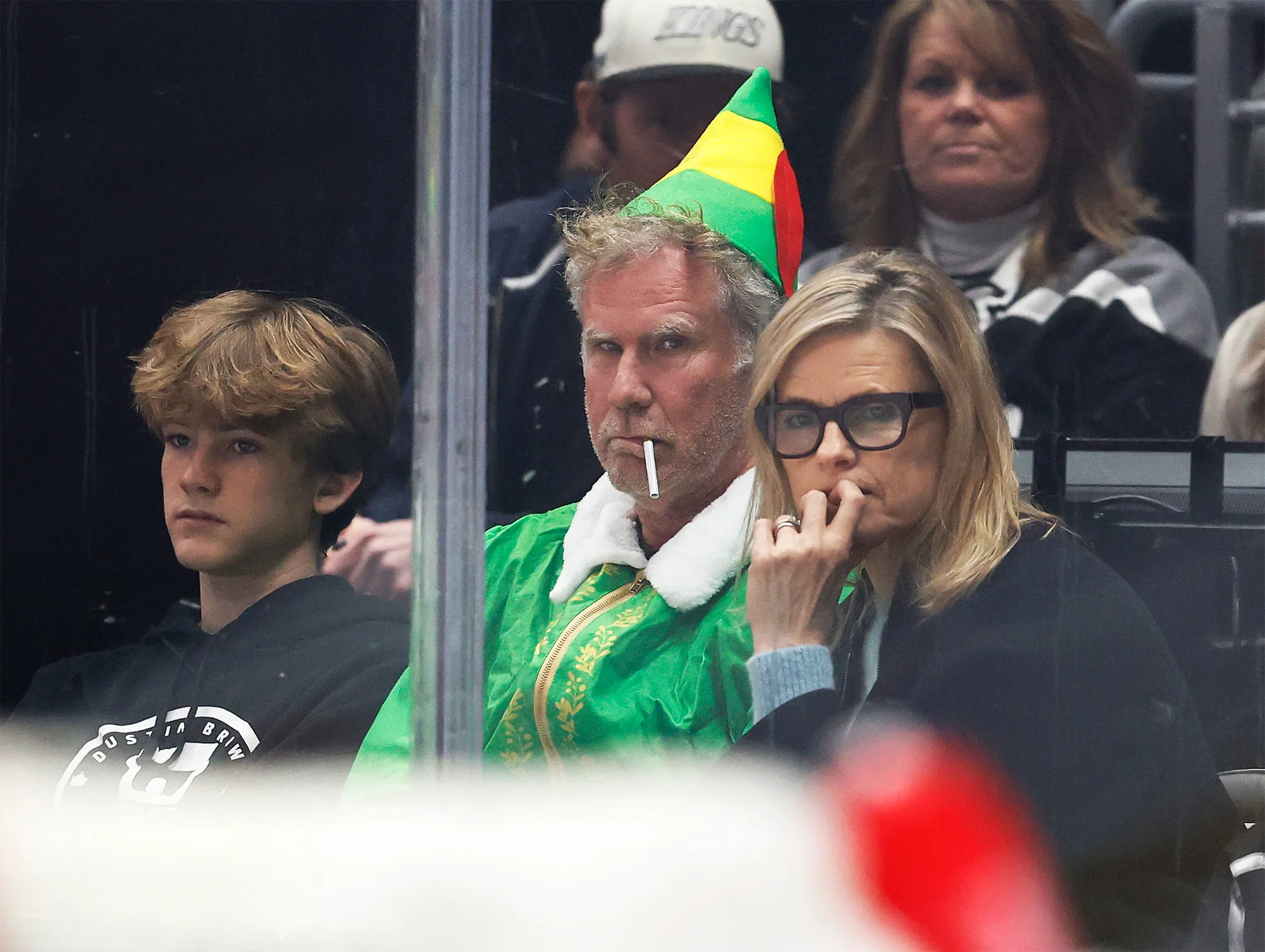 Will Ferrell Smokes Cigarette While Dressed as Elf Character Buddy at NHL Game