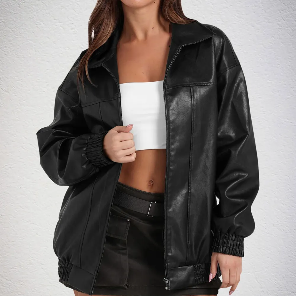 Aloohaidyvio No Boundaries Oversized Leather Jacket