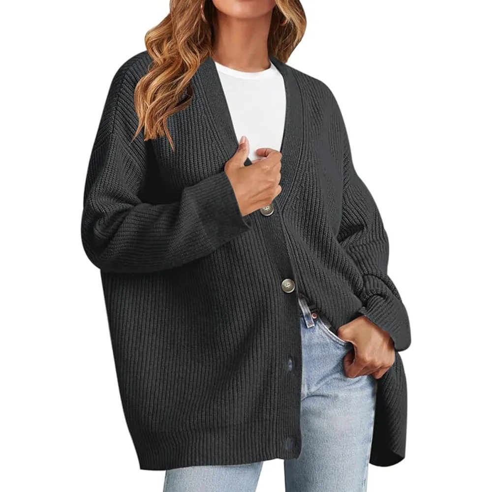 Merokeety Oversized Button Soft Knit Cardigan Amazon