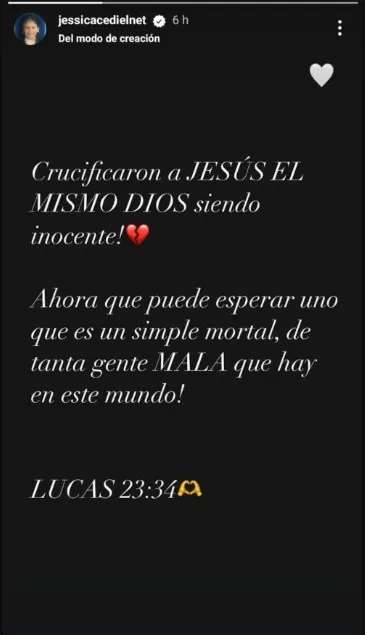 Jessica Cediel publicaci&oacute;n en Instagram.