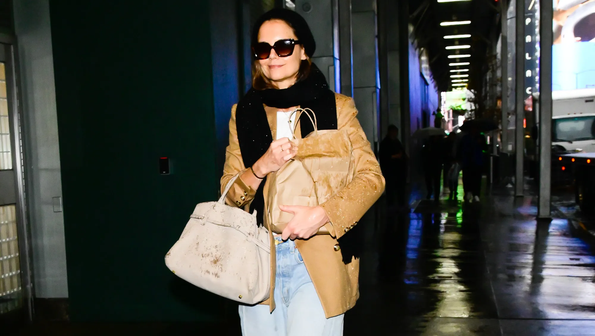 Katie Holmes walks in midtown on December 11, 2024 in New York City.