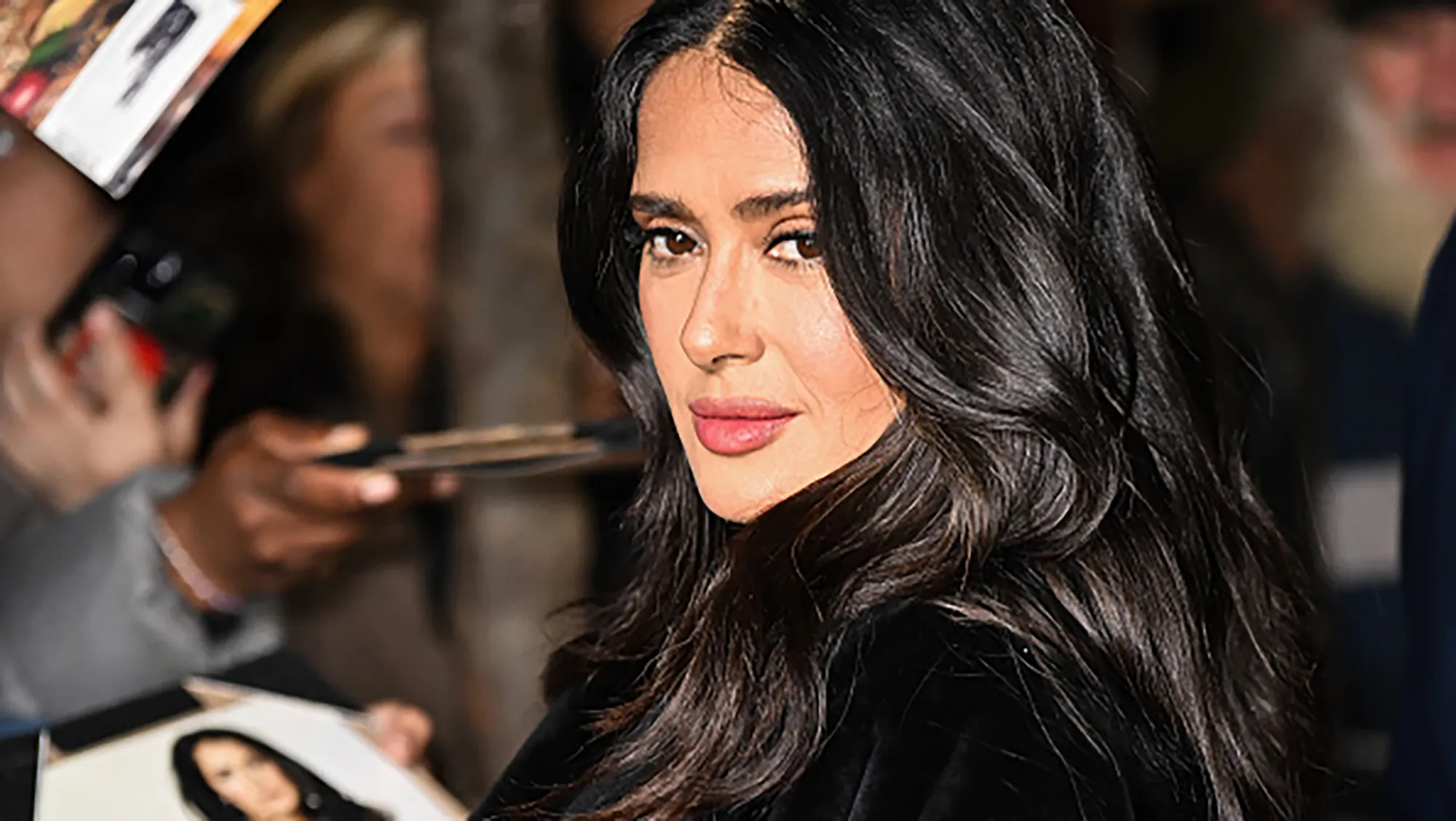 NEW YORK, NEW YORK - OCTOBER 29: Salma Hayek arrives to the 2024 WSJ Magazines Innovator Awards at Museum of Modern Art on October 29, 2024 in New York City. (Photo by James Devaney/GC Images)