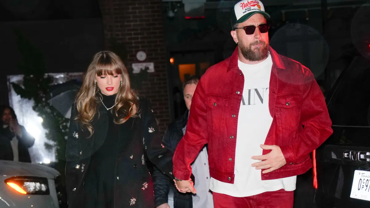Taylor Swift and Travis Kelce are seen on December 28, 2024 in New York City.