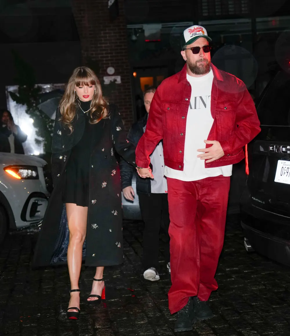 Taylor Swift and Travis Kelce are seen on December 28, 2024 in New York City.