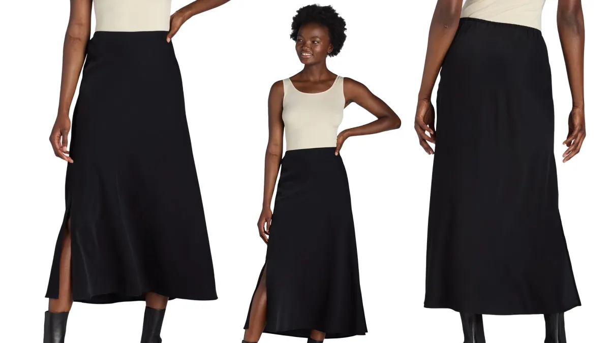 time and tru satin slip maxi skirt