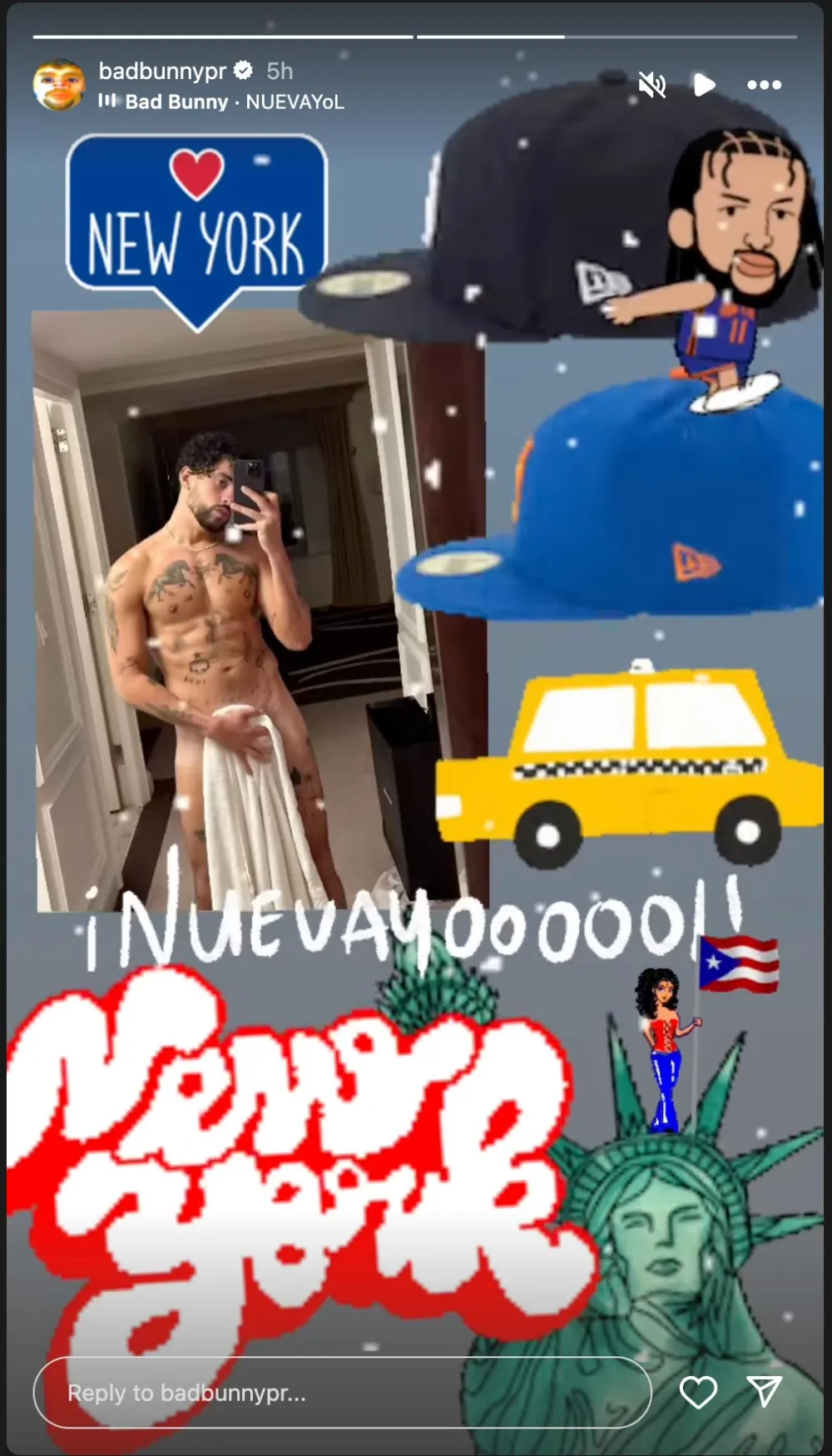 Bad Bunny Posts Nearly Nude Mirror Selfie