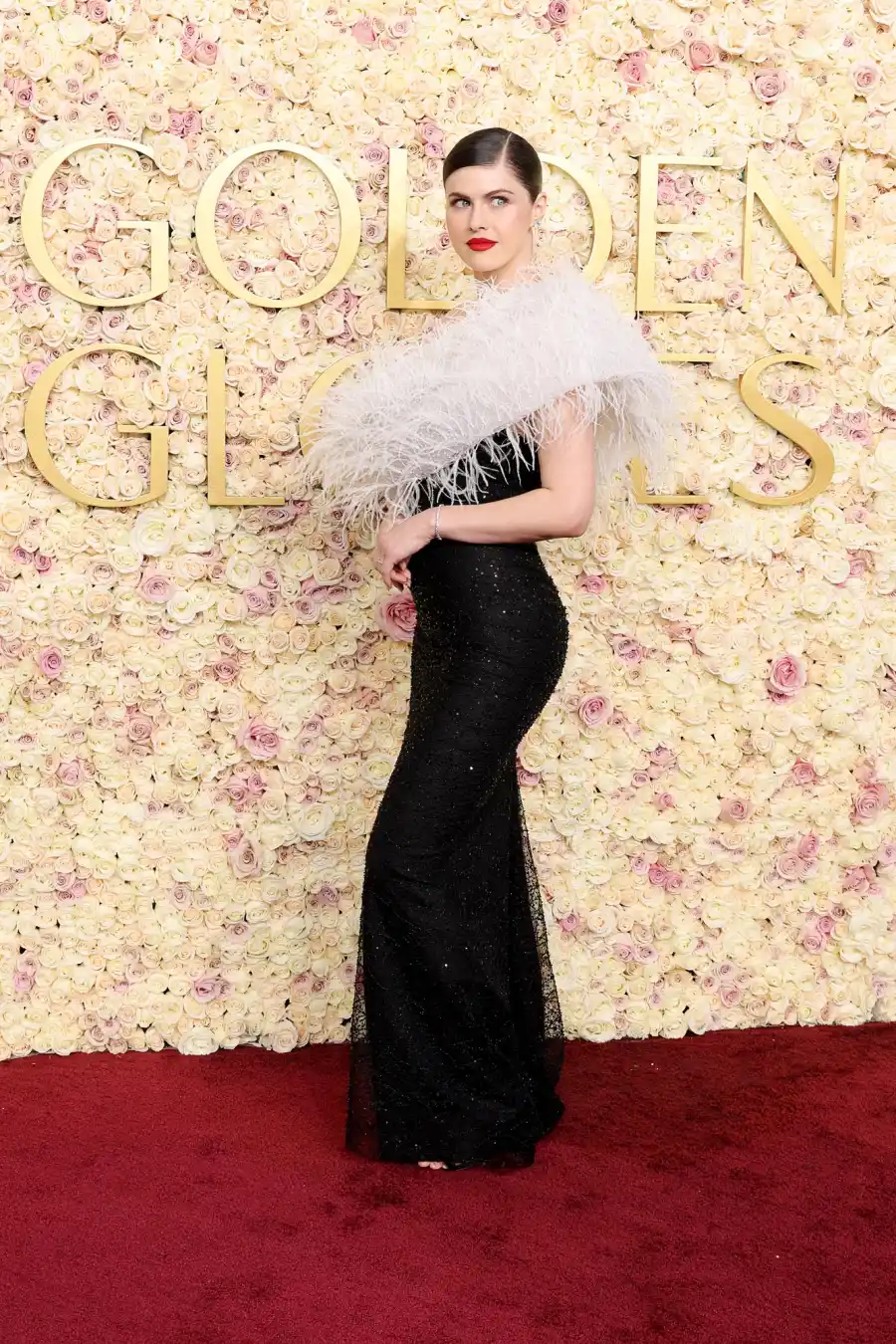 2025 Golden Globes Red Carpet Cooper Koch Alexandra Daddario 477