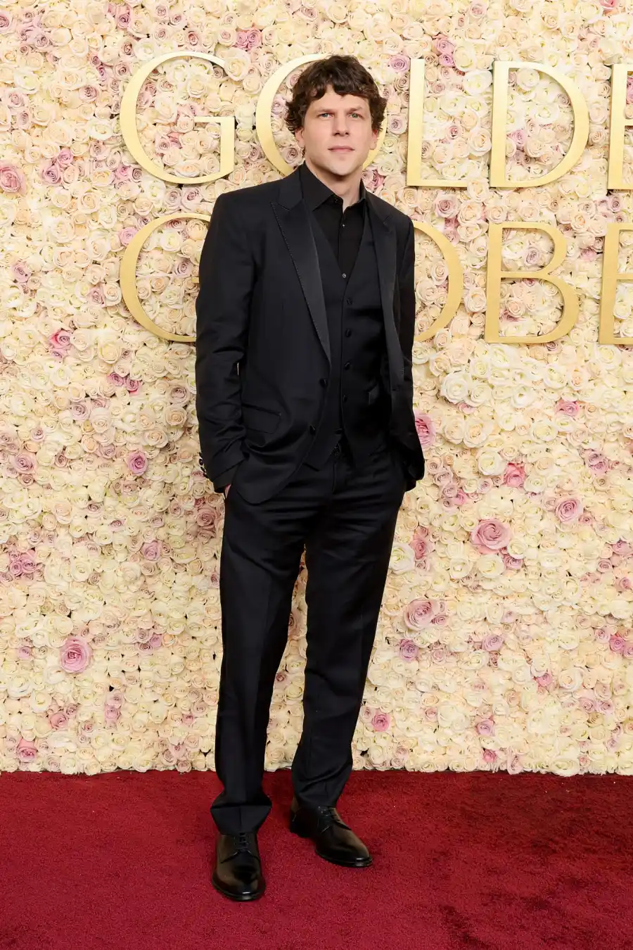 2025 Golden Globes Red Carpet Cooper Koch Jesse Eisenberg 472
