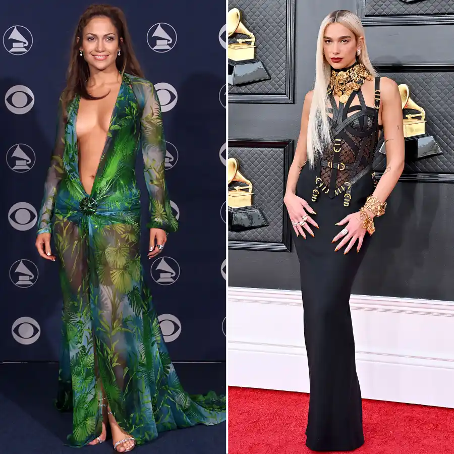 25 Versace Moments That Made Red Carpet History Jennifer Lopez Dua Lipa