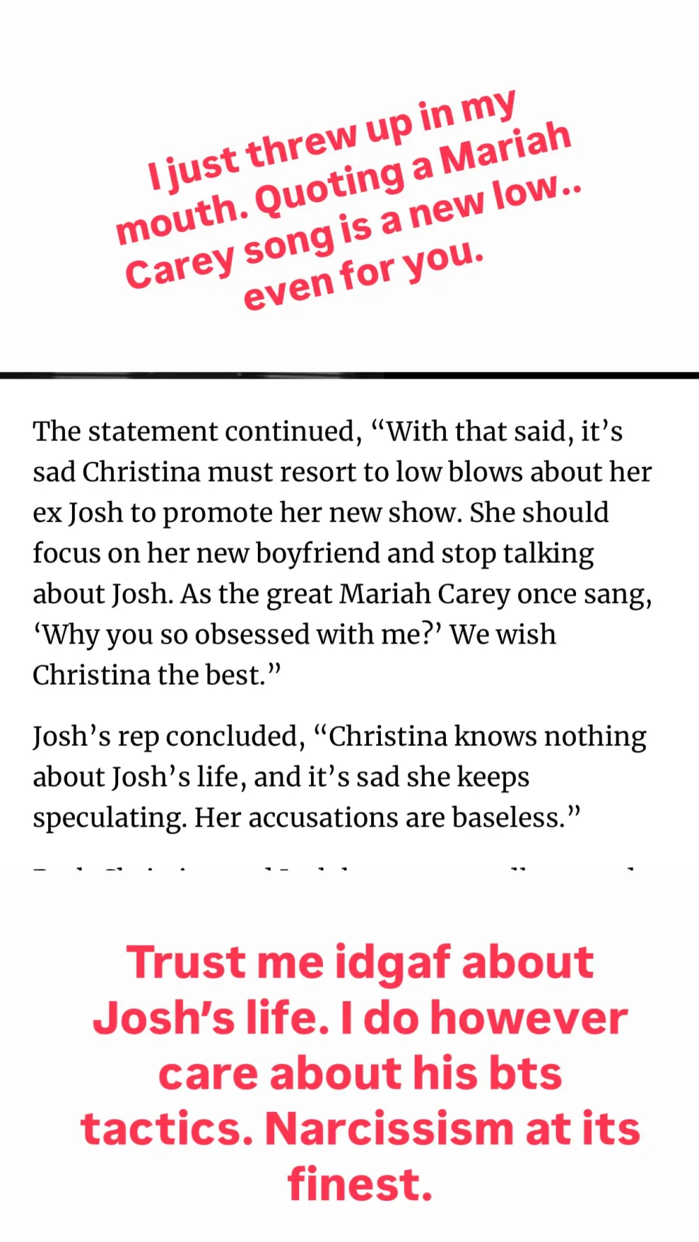 Historia de Instagram de Christina Haack