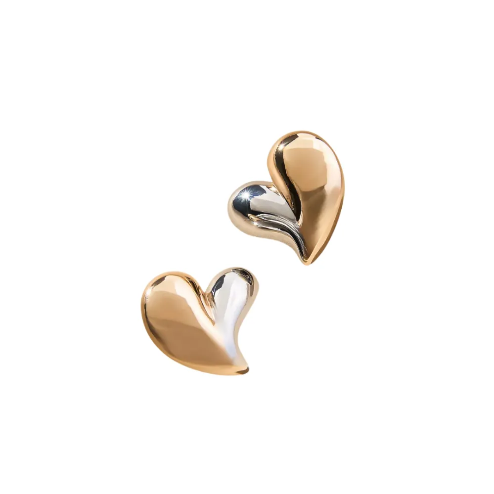 Anthropologie Mixed Metal Heart Earrings 
