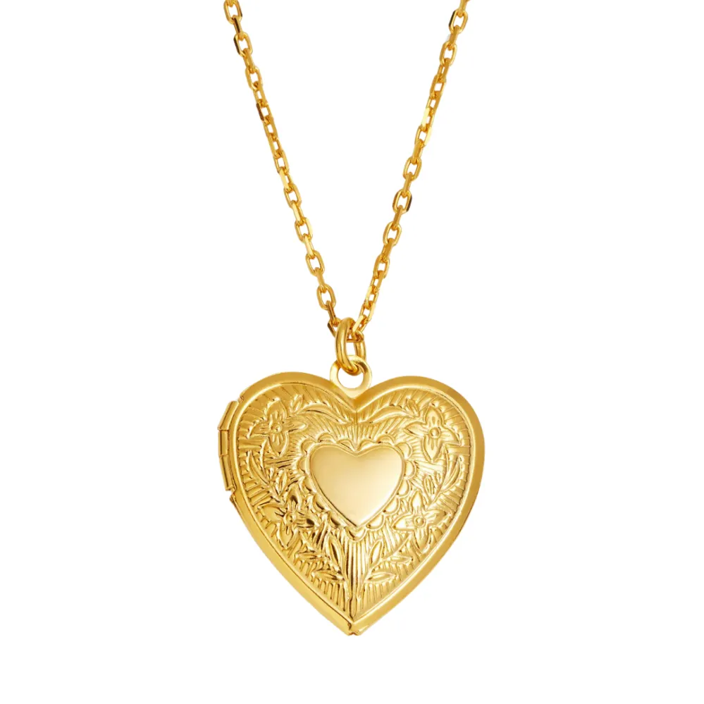 Ben Amun 24k Gold Electroplate Chain Necklace with Heart Locket Pendant