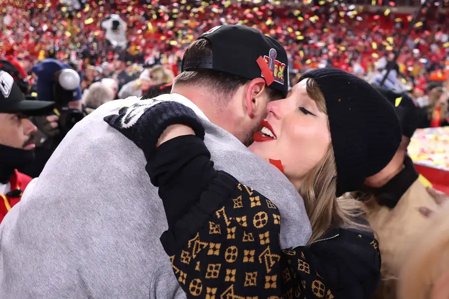 Congratulatory Hug Best Taylor Swift and Travis Kelce Pics From AFC Championship