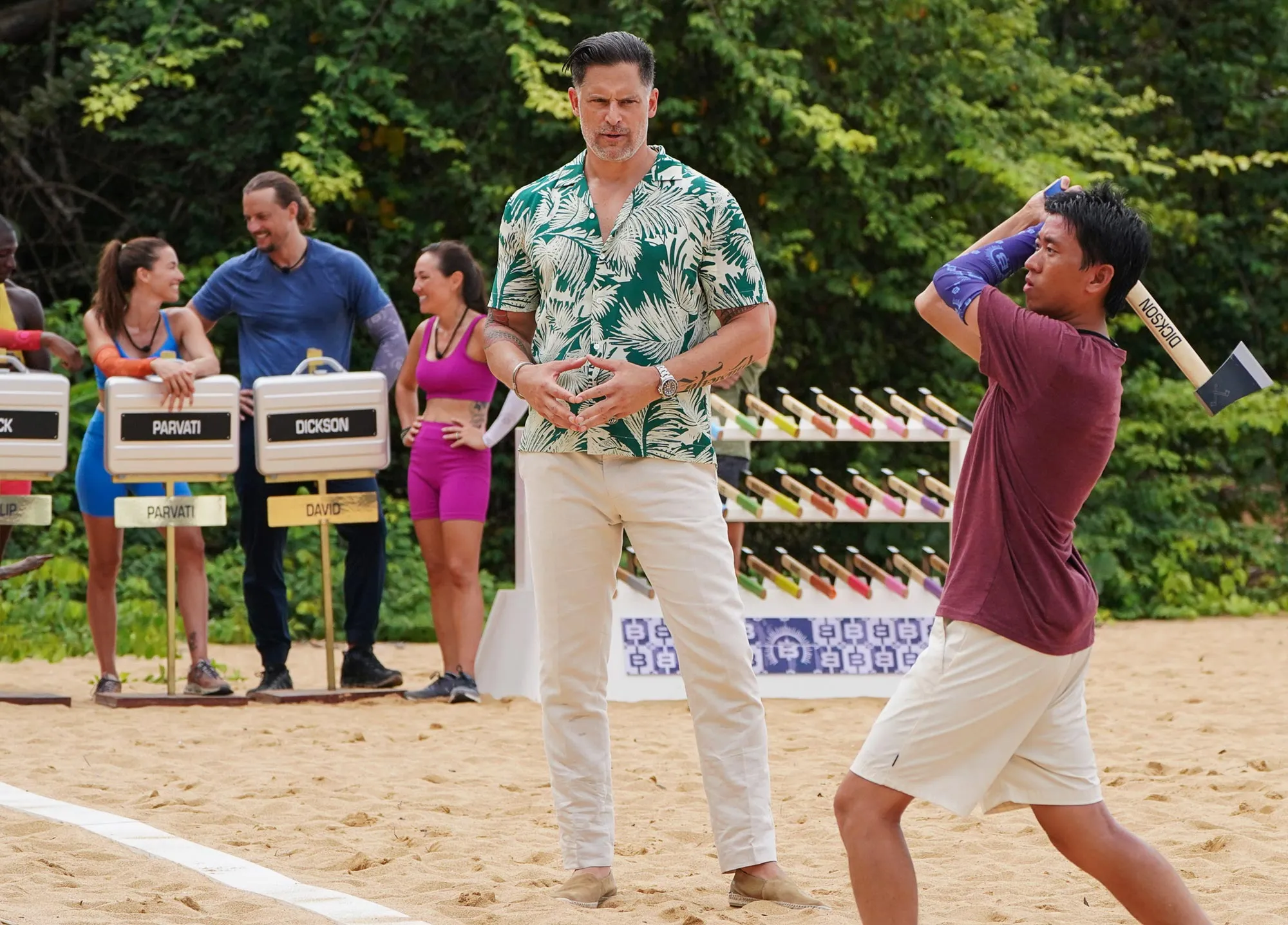 Deal or No Deal Island Cast Gets Cut Throat in Axe Throwing Challenge — And a Feud Brews 1st Look 181