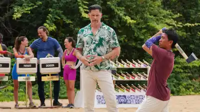 Deal or No Deal Island Cast Gets Cut Throat in Axe Throwing Challenge — And a Feud Brews 1st Look 181