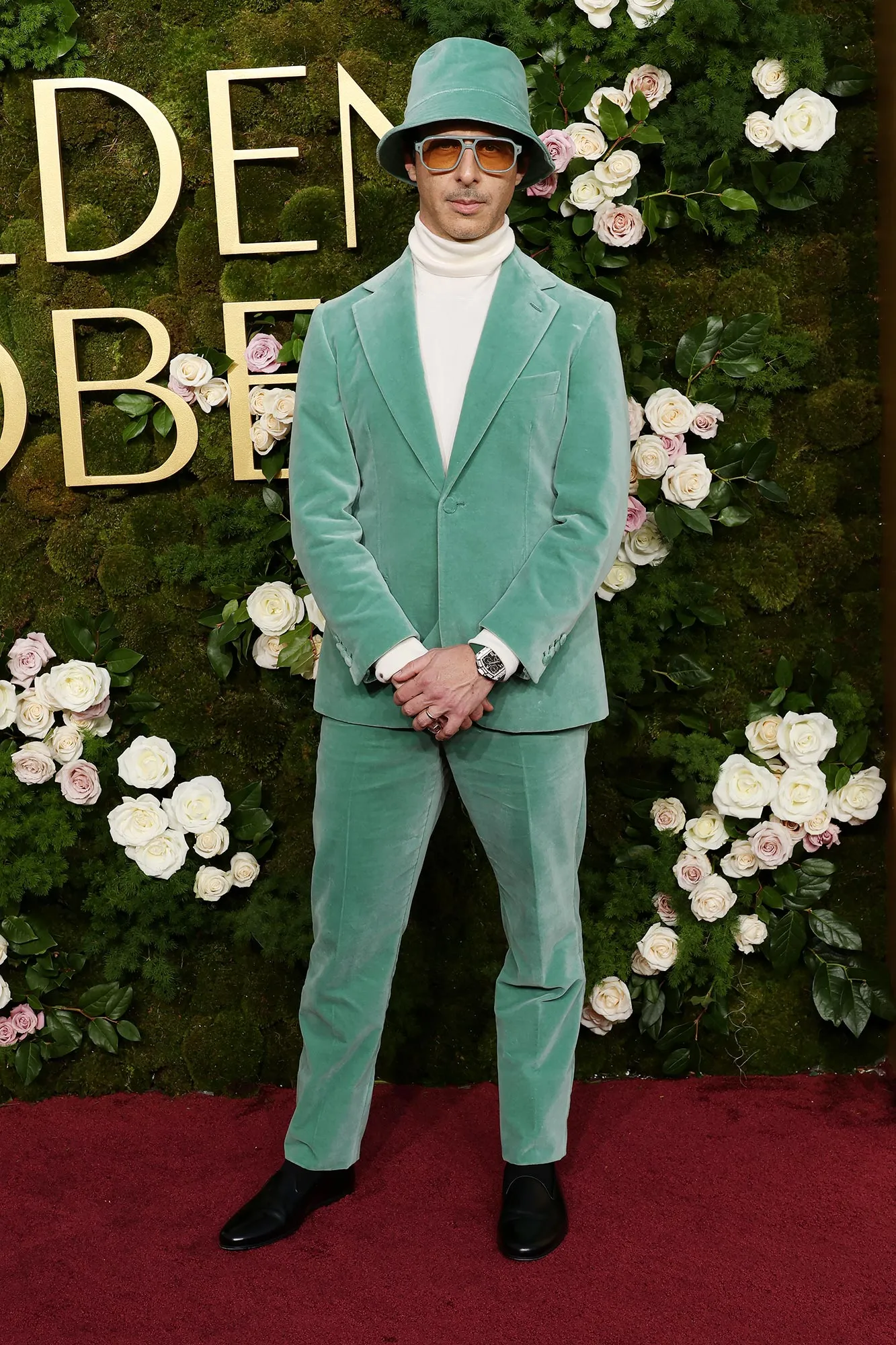 Feature Jeremy Strong Turns Heads With Mint Green Bucket Hat at 2025 Golden Globes