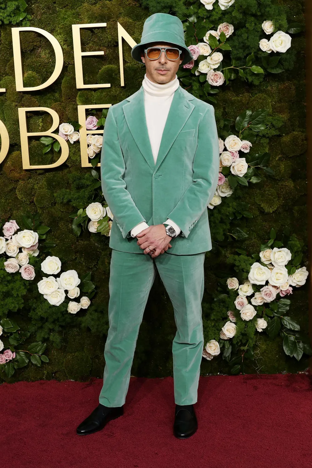 Feature Jeremy Strong Turns Heads With Mint Green Bucket Hat at 2025 Golden Globes