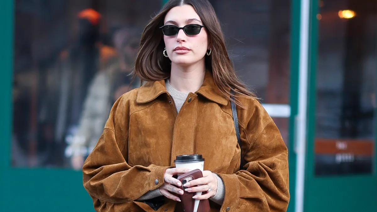 Hailey Bieber Suede Jacket