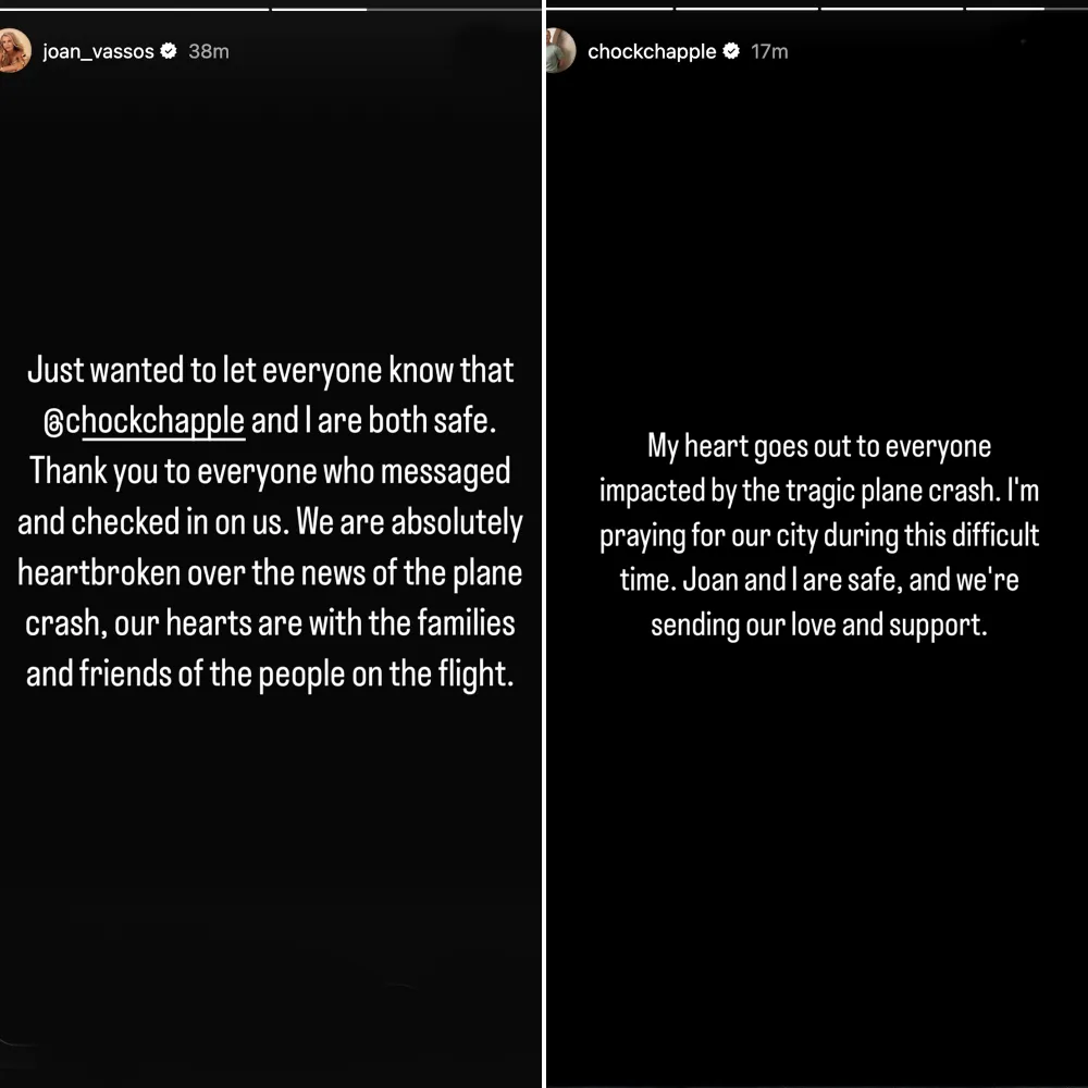 Golden Bachelorette Joan Vassos and Fiance Chock Chapple Are Both Safe Amid DC Plane Crash