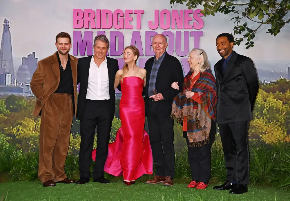 Hugh Grant Wife Anna Eberstein Step Out at Bridget Jones Premiere Cast