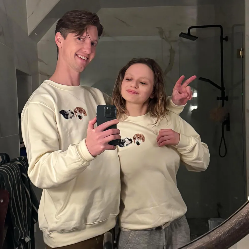 Joey King and Husband Steven Piet Twin in Corny Sweatshirts With Their Dogs Faces 920