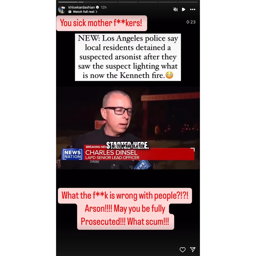 Khloe Kardashian Sophia Bush Condemn Arson Suspects During LA Wildfire