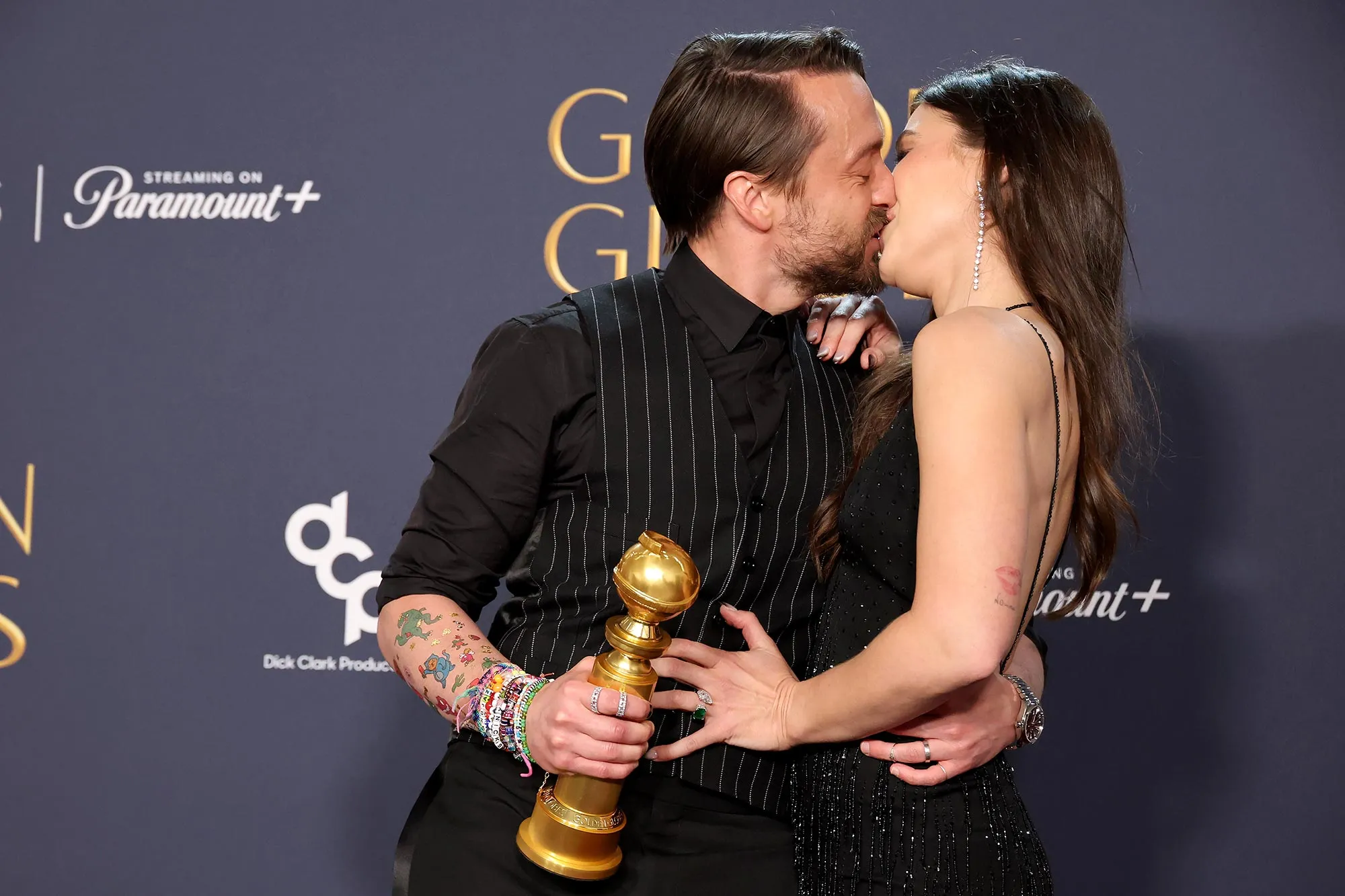 Kieran Culkin and Jazz Charton 2025 Golden Globe Awards Press Room PDA