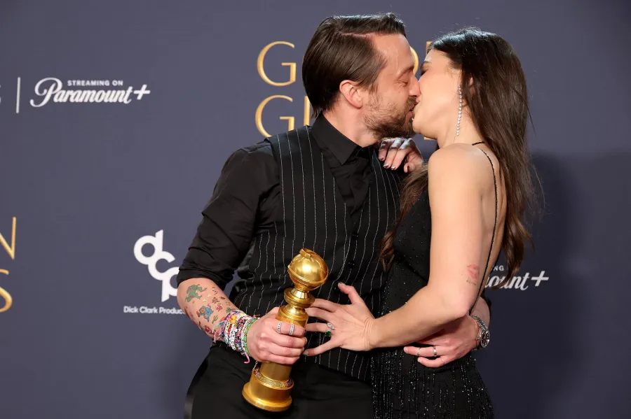 Kieran Culkin and Jazz Charton 2025 Golden Globe Awards Press Room PDA