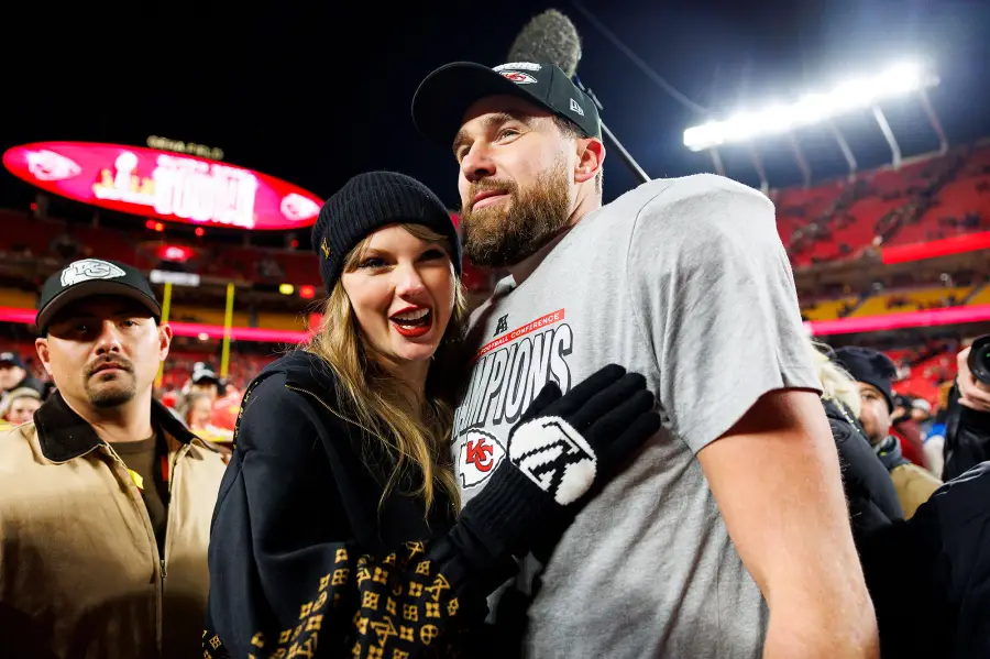 Love on the Field Best Taylor Swift and Travis Kelce Pics From AFC Championship