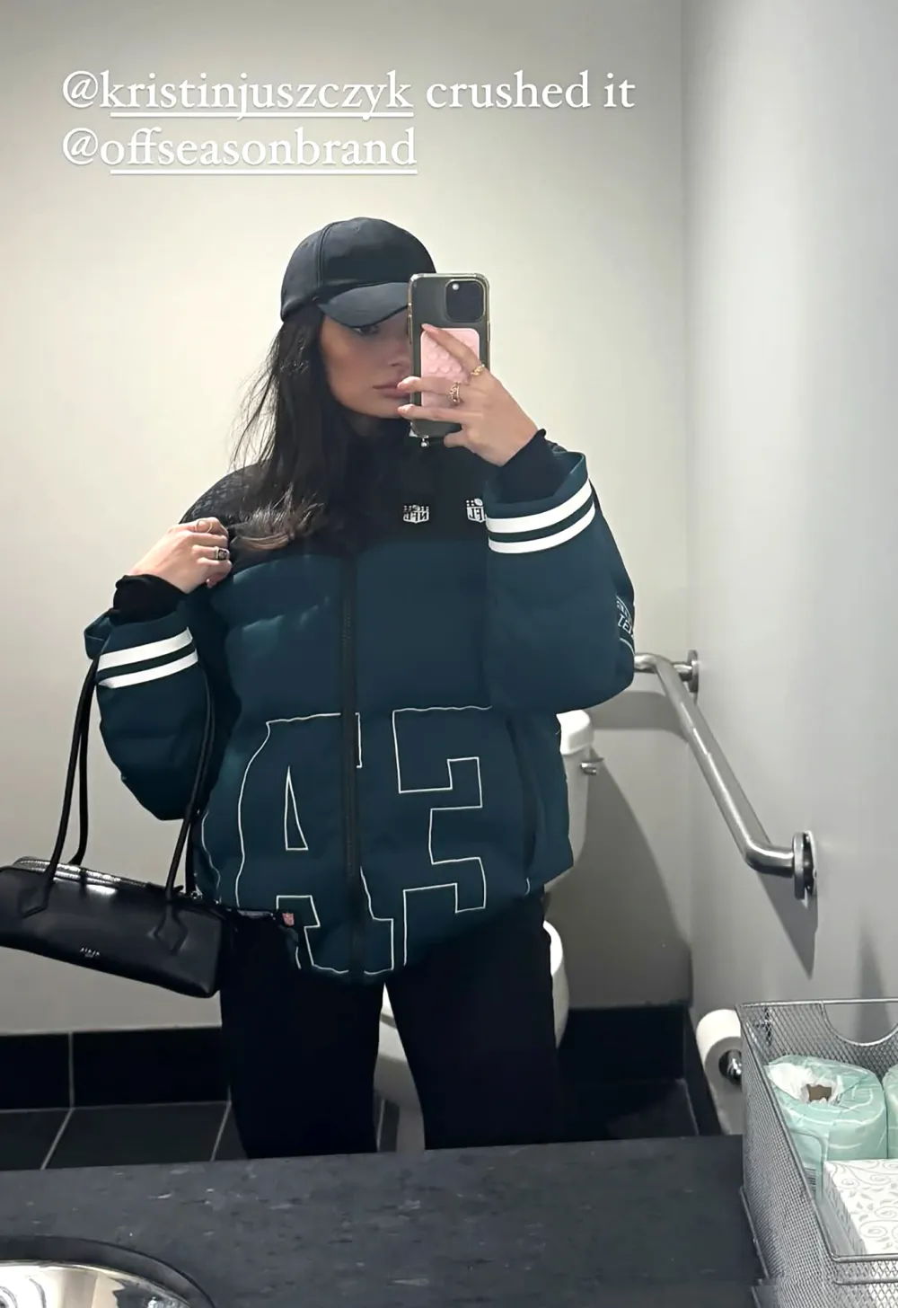 Paige DeSorbo Rocks Kristin Juszczyk Custom Jacket at Eagles Game
