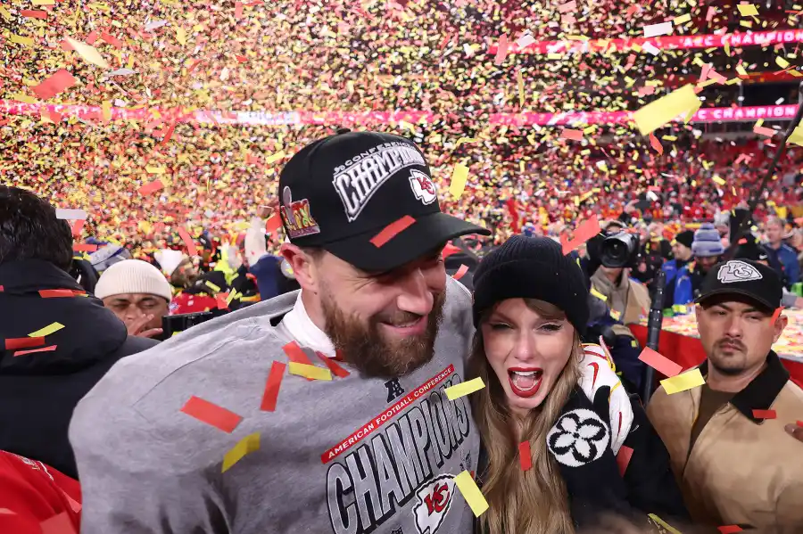 Pure Happiness Best Taylor Swift and Travis Kelce Pics From AFC Championship
