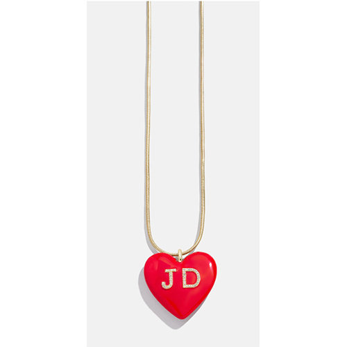 BaubleBar Custom Initial Enamel Heart Pendant Necklace