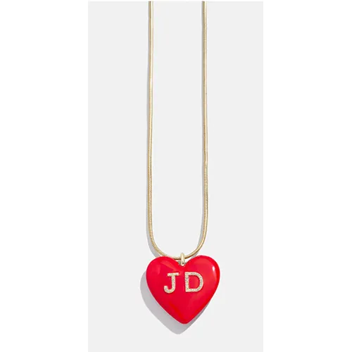 BaubleBar Custom Initial Enamel Heart Pendant Necklace