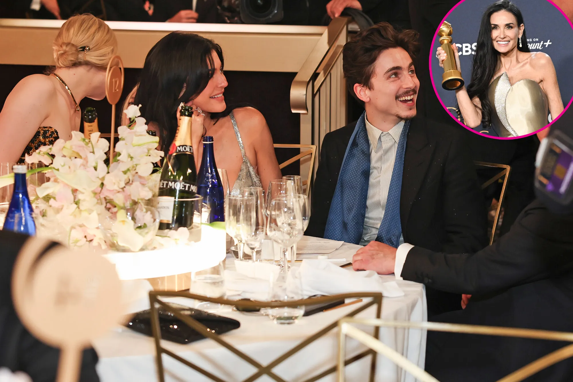 Timothee Chalamet Kylie Jenner Celebrate Demi Moore at 2025 Golden Globes