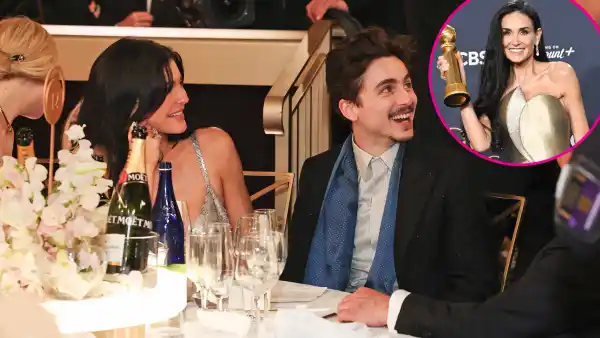 Timothee Chalamet Kylie Jenner Celebrate Demi Moore at 2025 Golden Globes